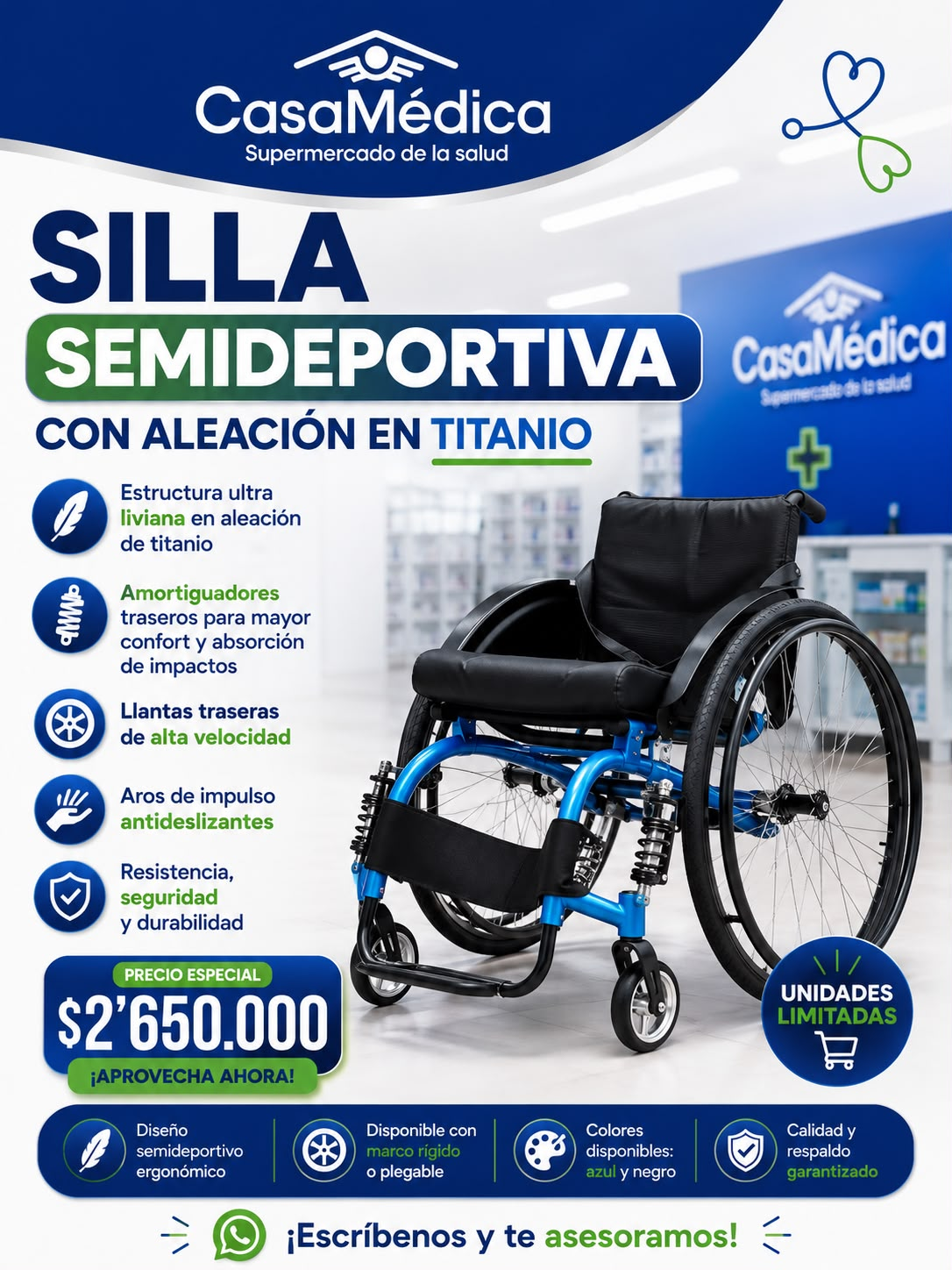 Silla Semideportiva Titanio (Azul)