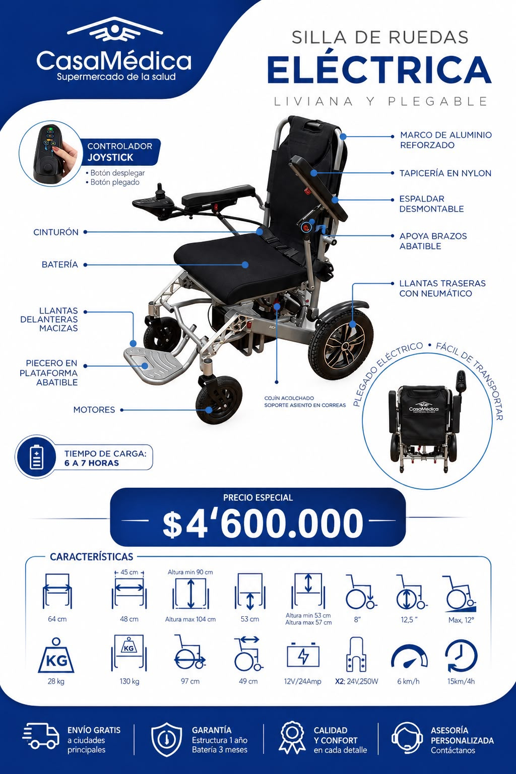 Silla Eléctrica Liviana y Plegable