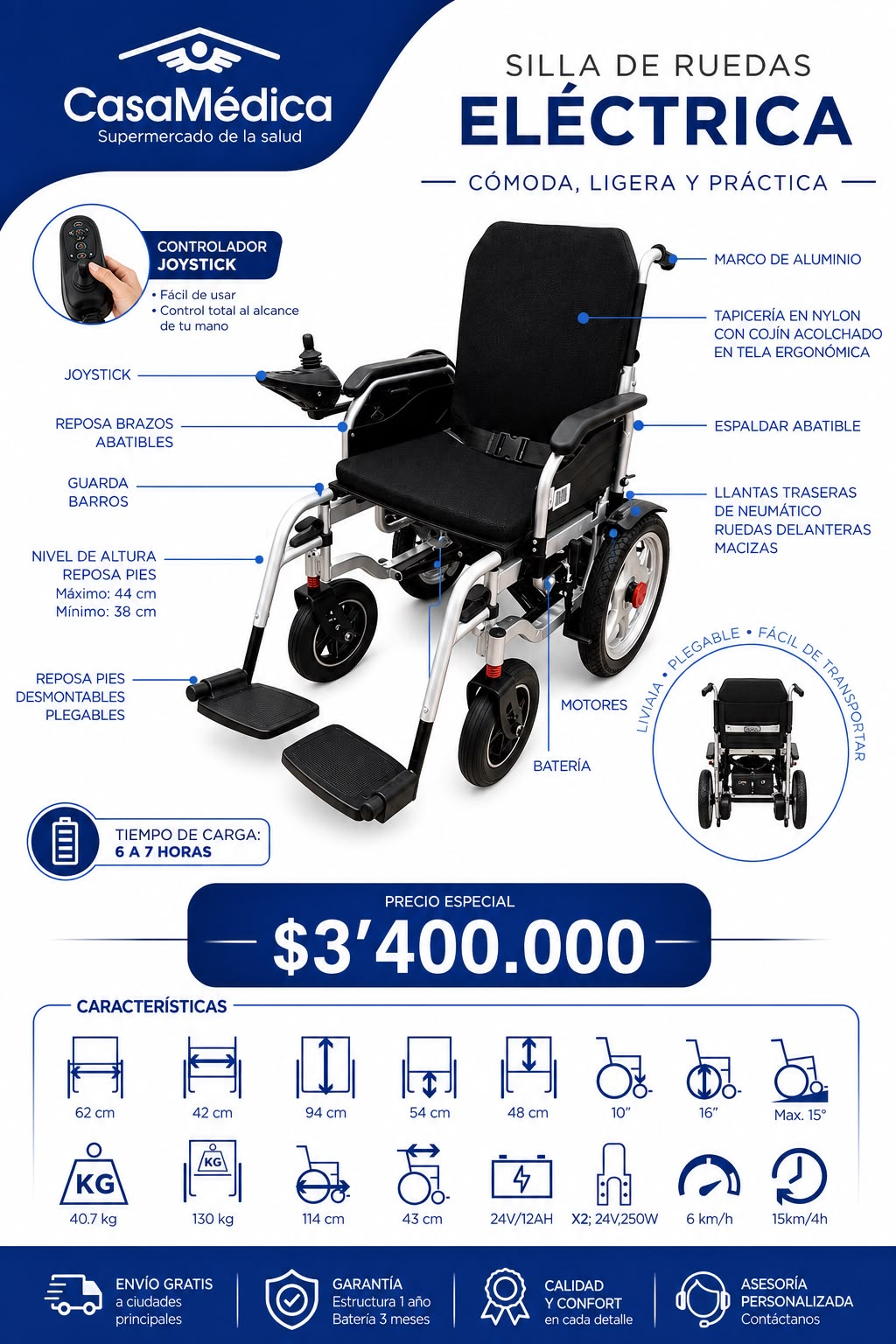Silla Eléctrica Cómoda y Ligera