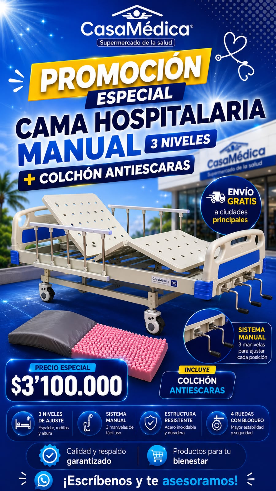 Cama Hospitalaria Manual 3 Niveles
