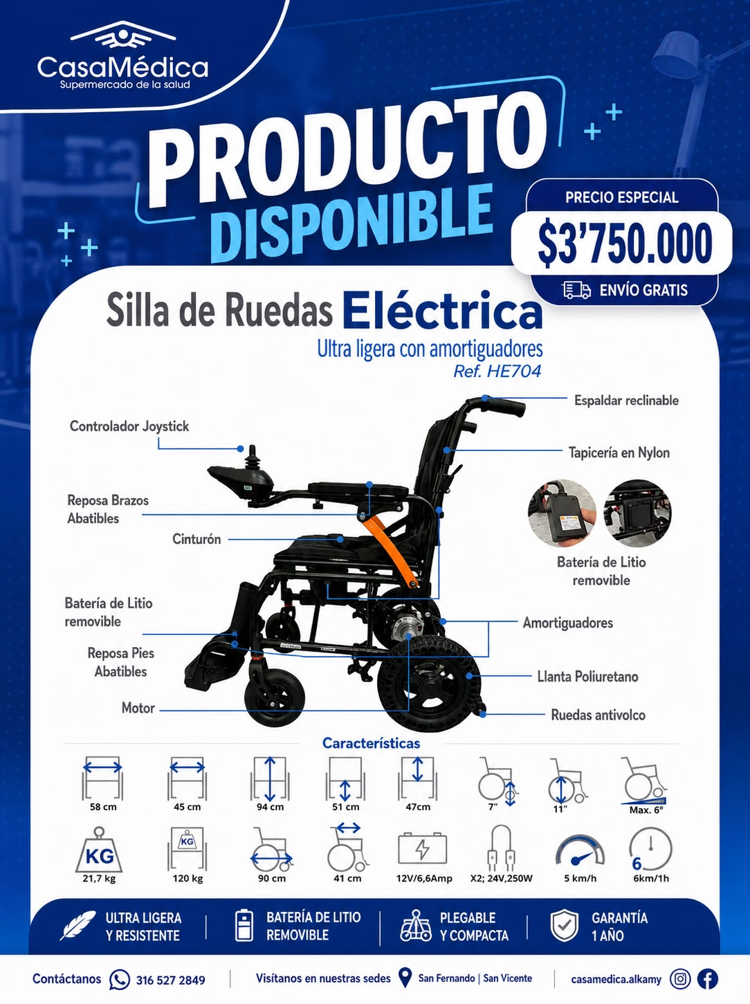 Silla Eléctrica Ultra Ligera HE704